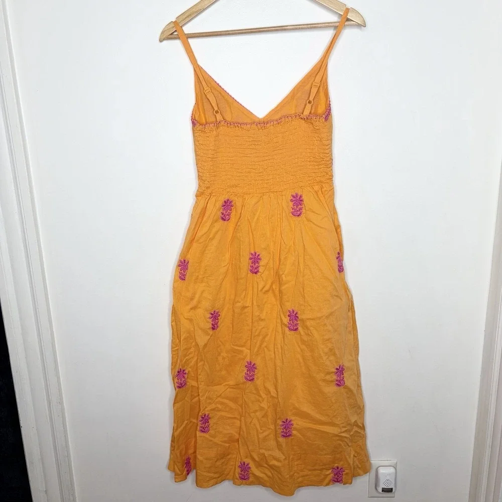 Gretchen Scott Embroidered Midi Dress Womens Small Sundress Floral Boho Indie